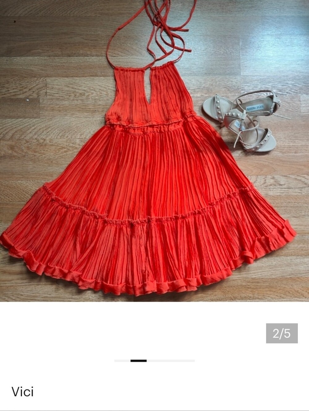 Vici Like New Orange Halter Tiered Mini Dress